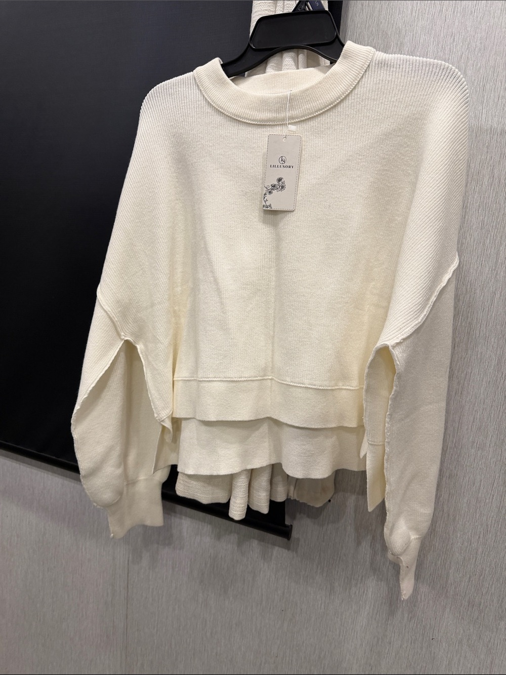 Layered Cream Knit Sweater Top by Lellason